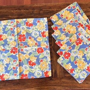 Xochi Cotton Napkins 19 X 19 Floral Blue Cottage Table Dining French Country X8